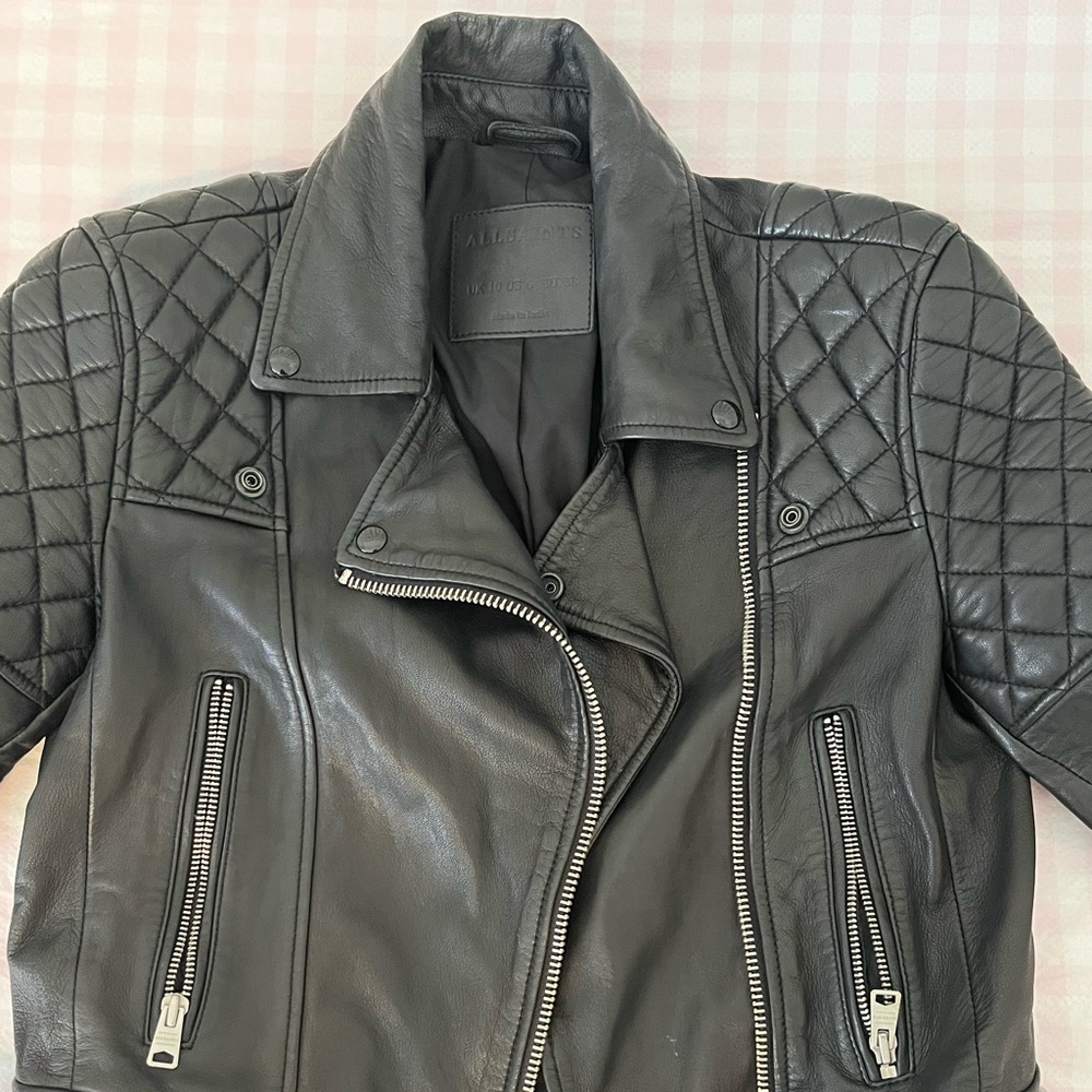 All Saints black leather biker jacket